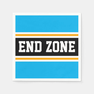 END ZONE Fun Sky Blue Black Yellow Racing Stripes Napkin