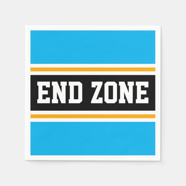 END ZONE Fun Sky Blue Black Yellow Racing Stripes Napkin (Front)