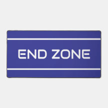END ZONE Modern White Text Stripes On Deep Blue