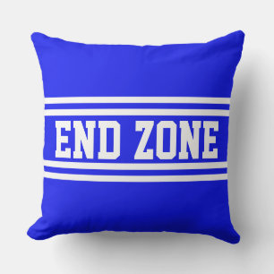 END ZONE Royal Blue Athletic White Racing Stripes Throw Pillow