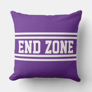 END ZONE Royal Purple Sporty White Racing Stripes Throw Pillow