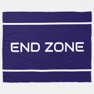 END ZONE Sleek White Text Stripes On Navy Blue Fleece Blanket
