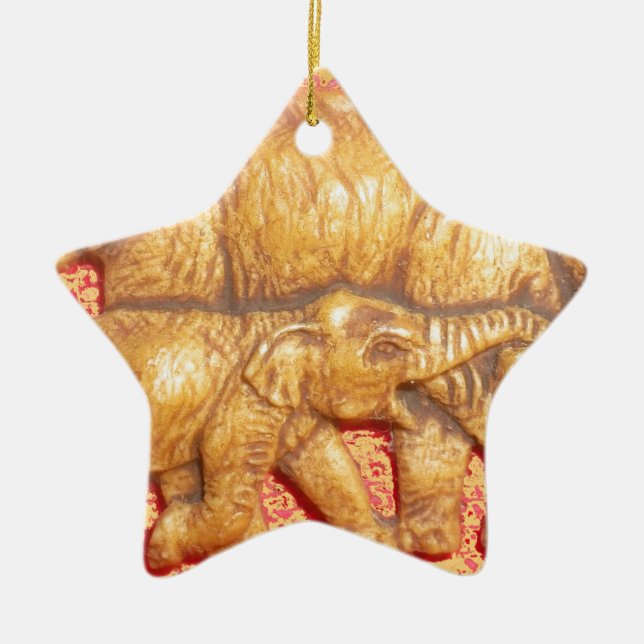 Endangered African Mara Elephants Ceramic Ornament (Front)