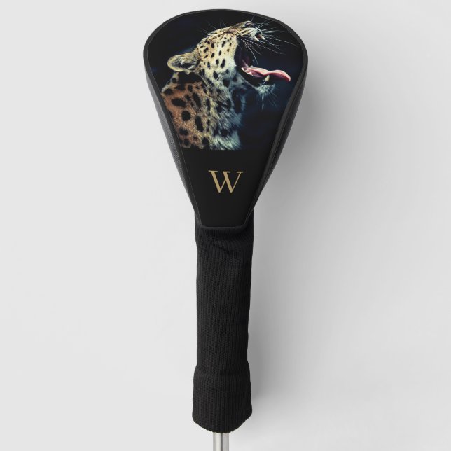 Endangered Amur Leopard Photo Monogram Initial  Golf Head Cover (Front)