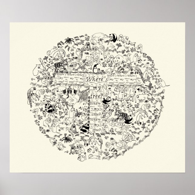Endangered Animals Trees Planet Earth Drawing Art Poster (Front)