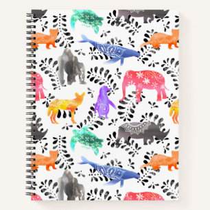 Endangered Animals Watercolor Pattern Notebook