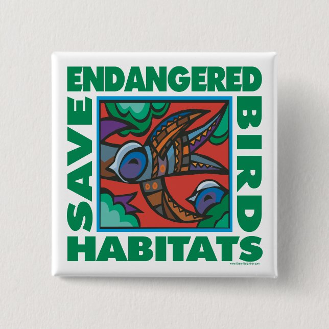 Endangered Birds 2 Inch Square Button (Front)