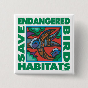 Endangered Birds 2 Inch Square Button