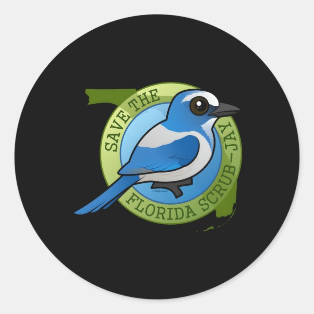 Endangered Florida Scrub-Jay Coon Bird Conservatio Classic Round Sticker (Front)