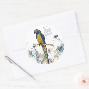 Endangered Hand-Painted Macaw Classic Round Sticker