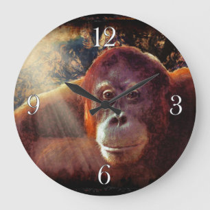Endangered Orangutan & Rainforest Primate Image 2 Large Clock