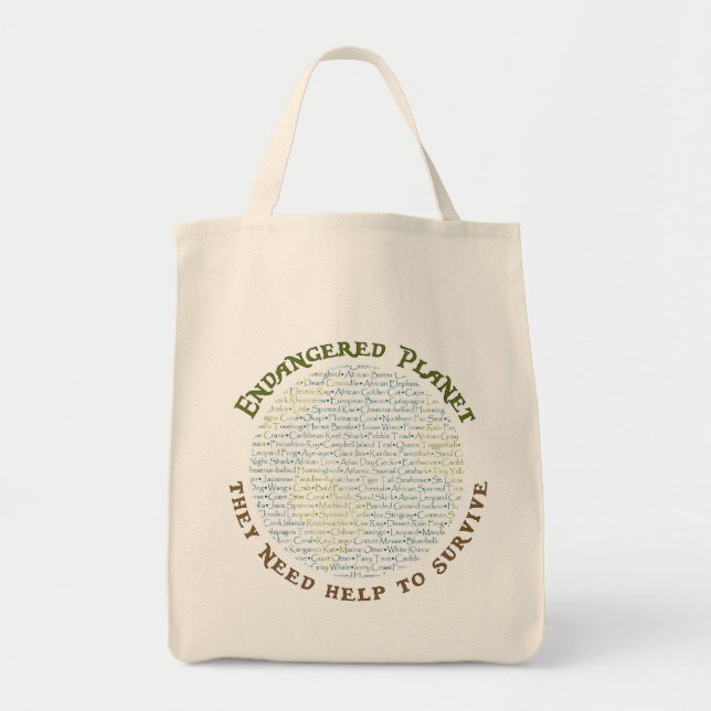 Endangered Planet Typography Tote Bag (Front)