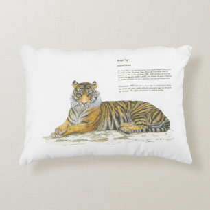 Endangered Regal Bengal Tiger Hand Painted Accent Pillow