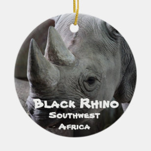 Endangered Species Series, Black Rhino Ceramic Ornament