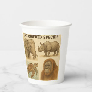 Endangered Species Vintage Illustration  Paper Cups