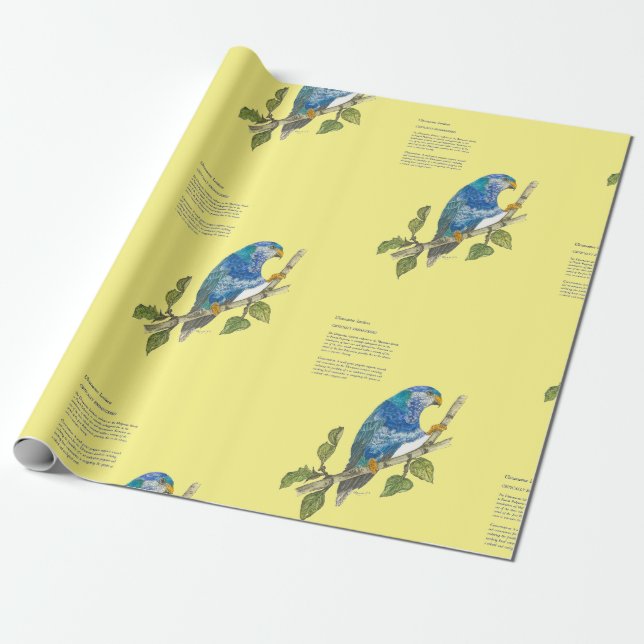 Endangered Ultramarine Lorikeet Watercolours Wrapping Paper (Unrolled)