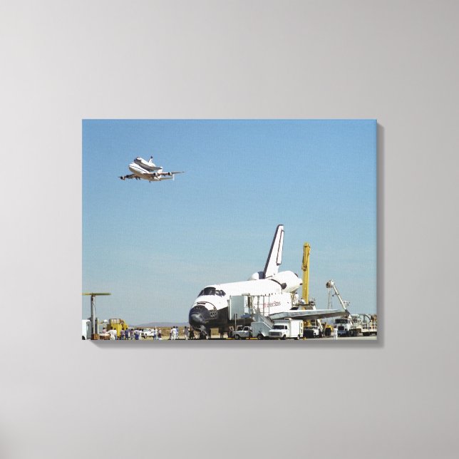 Endeavour on Runway with Columbia on SCA Overhea Canvas Print (Front)