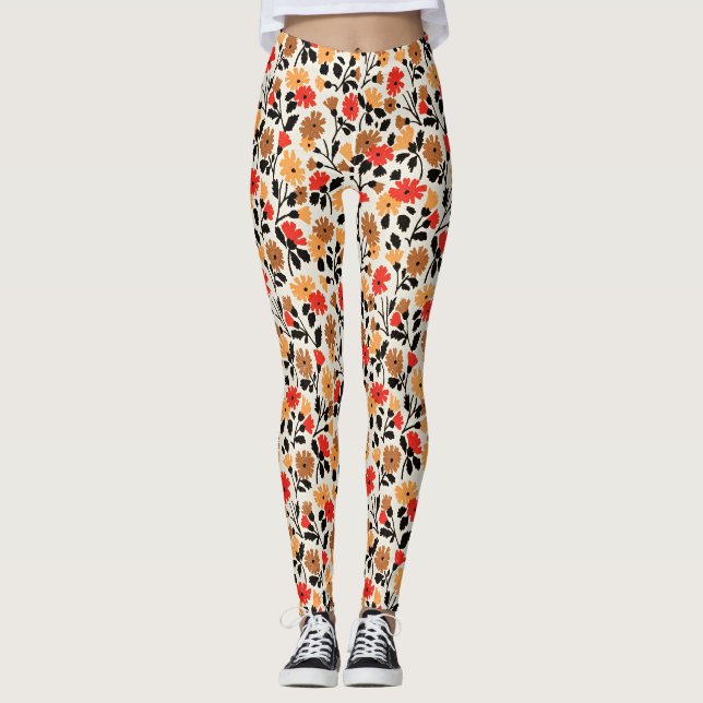 Endleaves of Art floral pattern Leggings (Front)