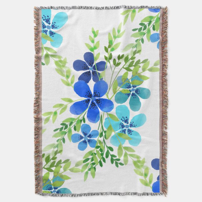 Endless Blue Forget Me Not Flowers Throw Blanket (Front Vertical)