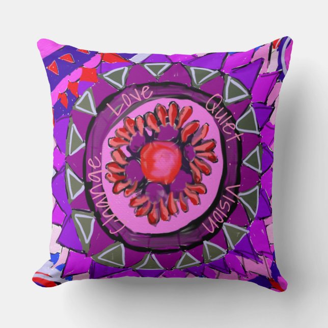 Endless Cycle of Purple, Red, Blue of Motion Throw Pillow (Front)