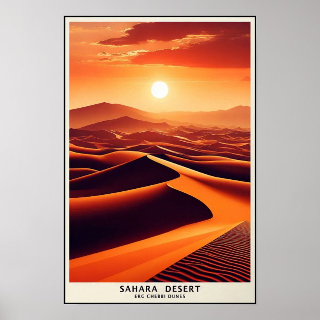 Endless Dunes Of Erg Chebbi, Morocco Poster (Front)