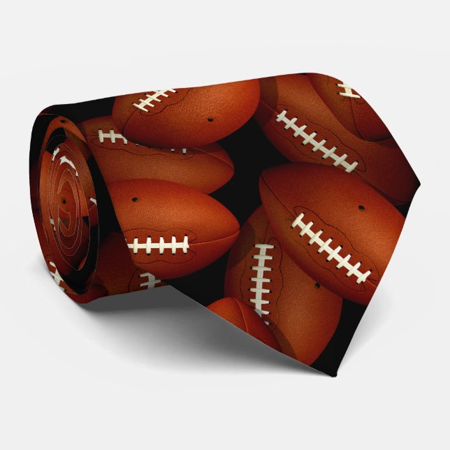 Endless footballs pattern fall sports tie (Rolled)