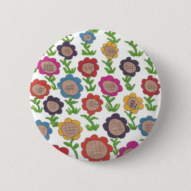 Endless Garden Flower Pattern Art 2 Inch Round Button (Front)