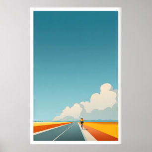 Endless Horizon Ride Poster - Lone Cyclist