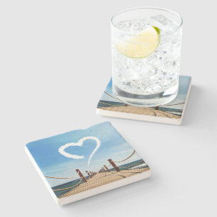 Endless Path with Heart Cloud - Stone Coaster