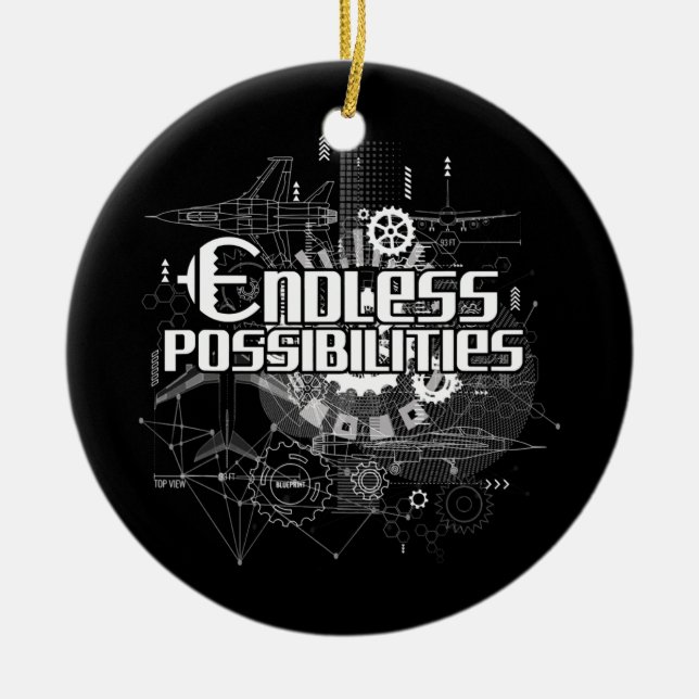 Endless Possibilities Aircraft Blueprint Engineer Ceramic Ornament (Front)