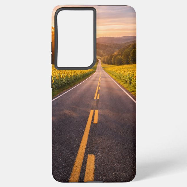 Endless Road Through Desert Landscape Phone Case (Back)