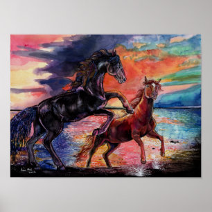 Endless Sky Watercolor Horses Poster