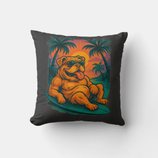 Endless Summer Bulldog - Retro Surf Throw Pillow