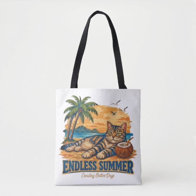 Endless Summer Cat Tote Bag Beach Vacation (Front)