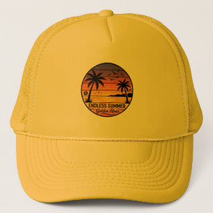 Endless Summer Retro Sunset Palm Trees Trucker Hat