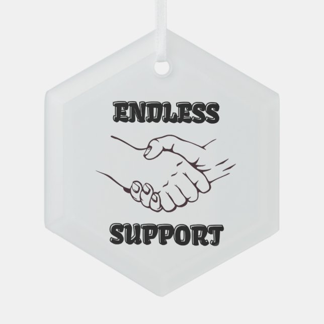Endless Support – Handshake Symbol of Unity & Trus Glass Ornament (Front)