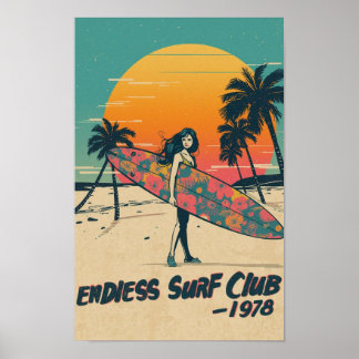 Endless Surf Club 1978 – Retro 70s Surf Girl Pop A Poster