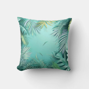 Endless Tropical Leaf Pattern Throw Pillow