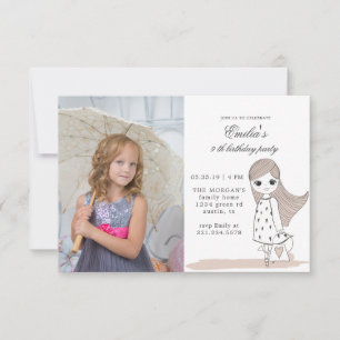 Endlessly Girly Photo Birthday Party Card