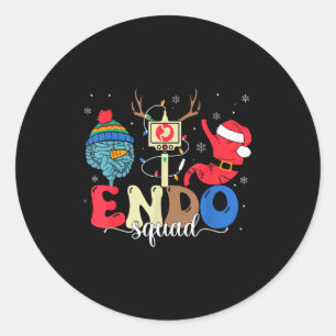 Endo Squad Nurse Stomach Santa Hat Endoscopy Tech  Classic Round Sticker