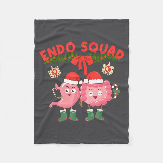 Endo Squad Nurse Stomach Santa Hat Endoscopy Tech  Fleece Blanket (Front)