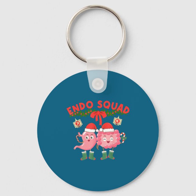 Endo Squad Nurse Stomach Santa Hat Endoscopy Tech  Keychain (Front)