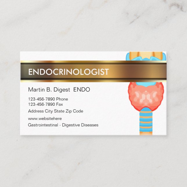 Endocrinologue Cartes de visite Médicales (Devant)