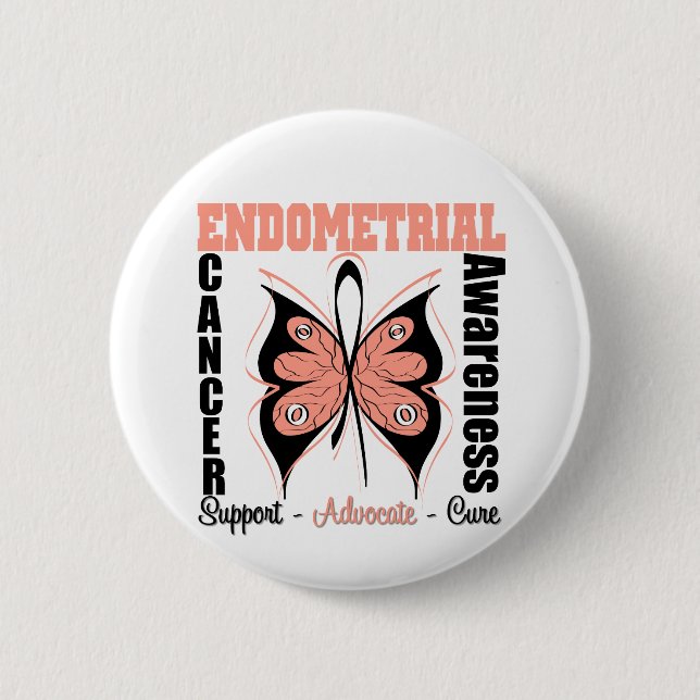 Endometrial Awareness Butterfly 2 Inch Round Button (Front)