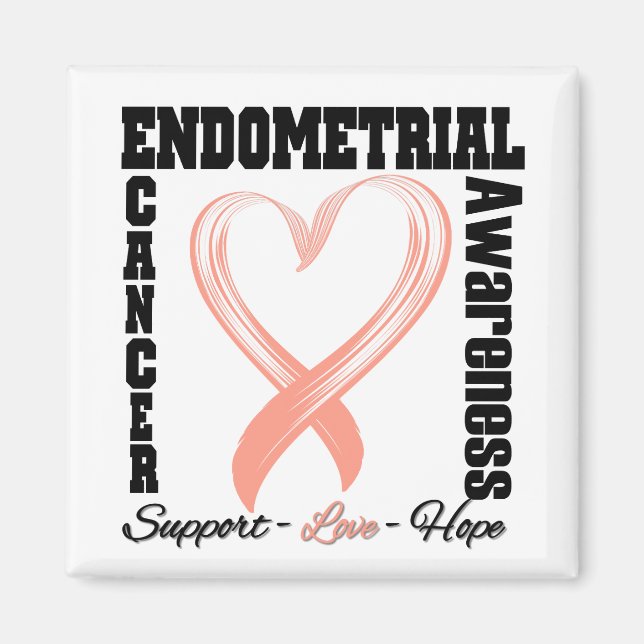 Endometrial Cancer Awareness Brushed Heart Ribbon Magnet (Front)
