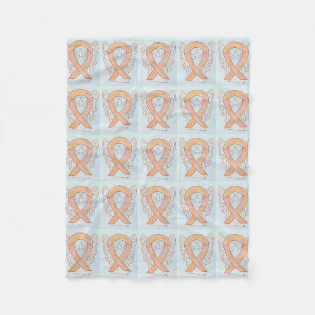 Endometrial Cancer Awareness Ribbon Fleece Blanket (Front)
