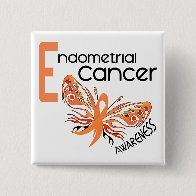 Endometrial Cancer BUTTERFLY 3.1 2 Inch Square Button (Front)