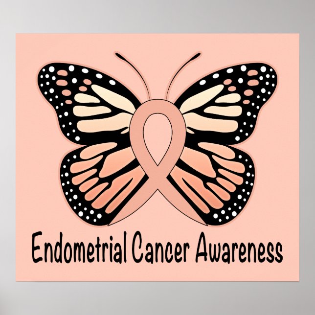 Endometrial Cancer Butterfly Awareness Ribbon Poster (Front)