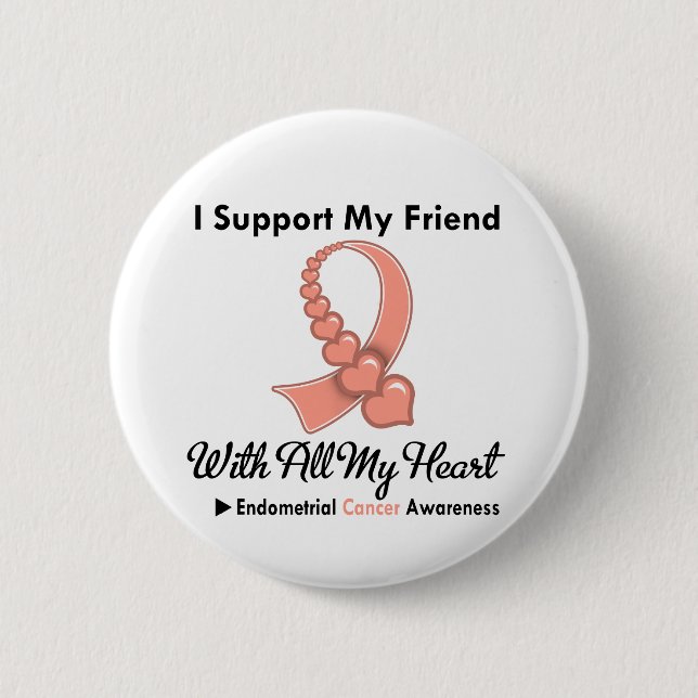 Endometrial Cancer I Support My Friend 2 Inch Round Button (Front)