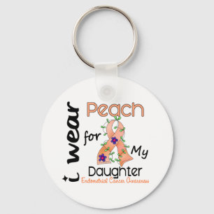Endometrial Cancer I Wear Peach For My Daughter 43 Keychain